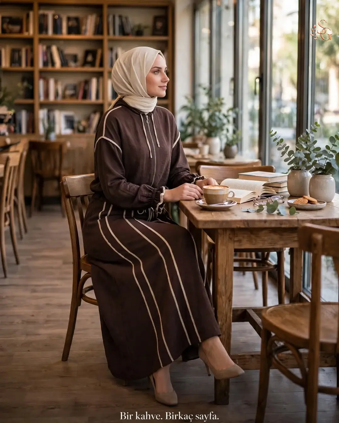 26Y9105 Ceketi Biye Detaylı Nil Etekli Takım 3 beden 42-44 - Kahverengi