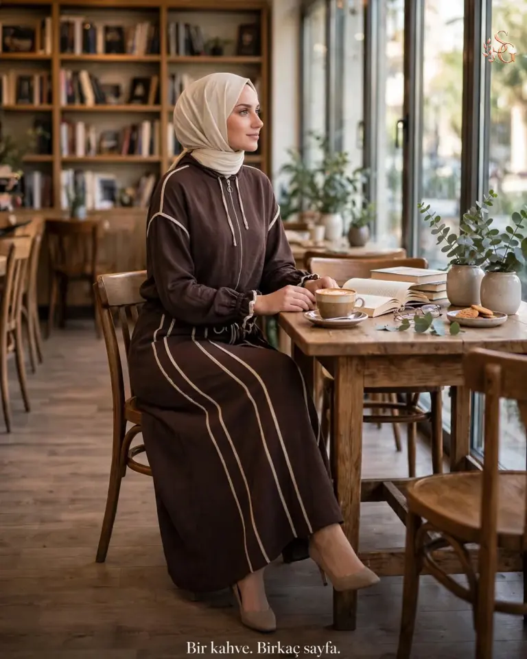 26Y9105 Ceketi Biye Detaylı Nil Etekli Takım 3 beden 42-44 - Kahverengi