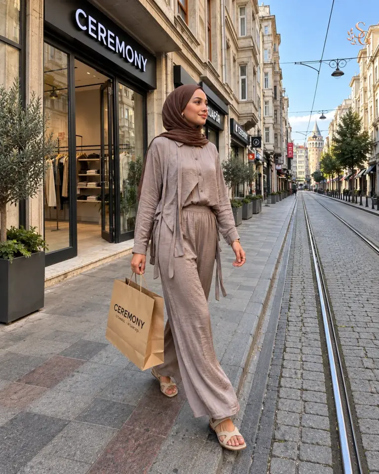 26Y928 Tuniği Ve Pantolonu Alier Takım Vizon - 1 beden 38-40