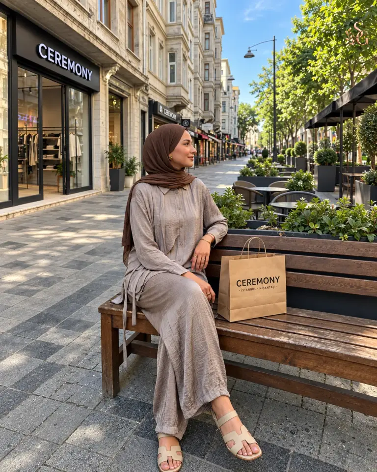 26Y928 Tuniği Ve Pantolonu Alier Takım Vizon - 1 beden 38-40