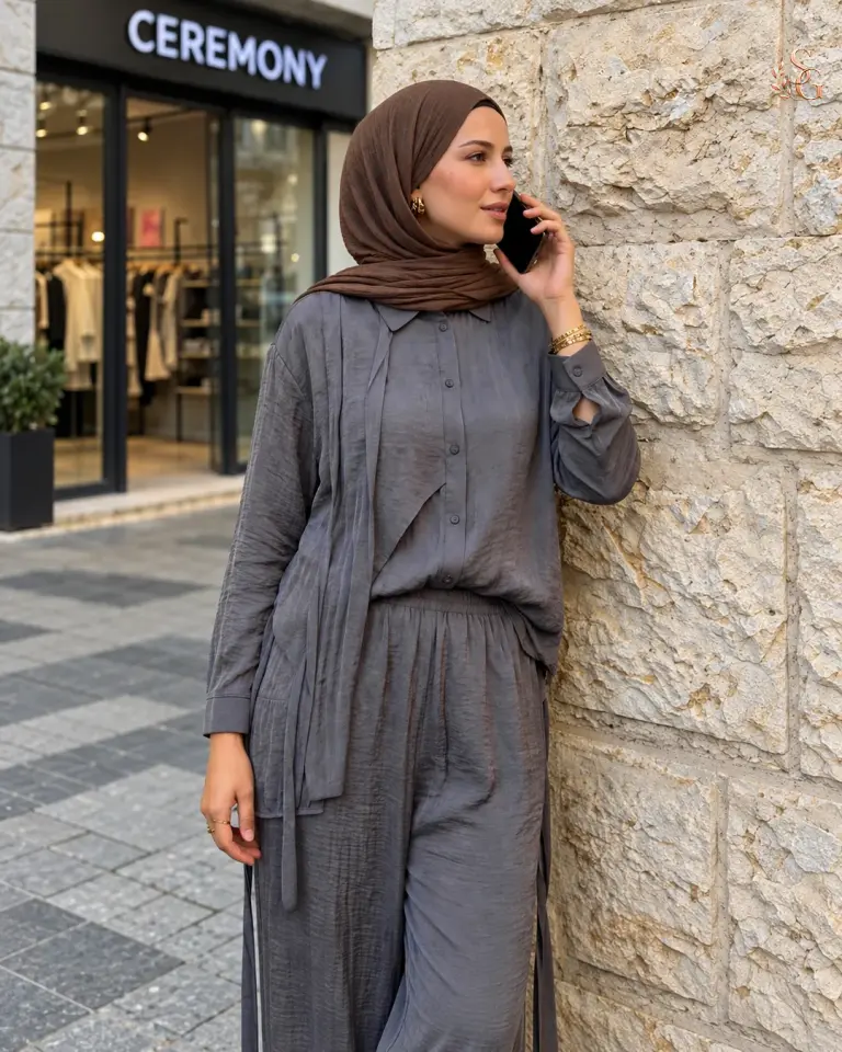 26Y928 Tuniği Ve Pantolonu Alier Takım Gri - 1 beden 38-40