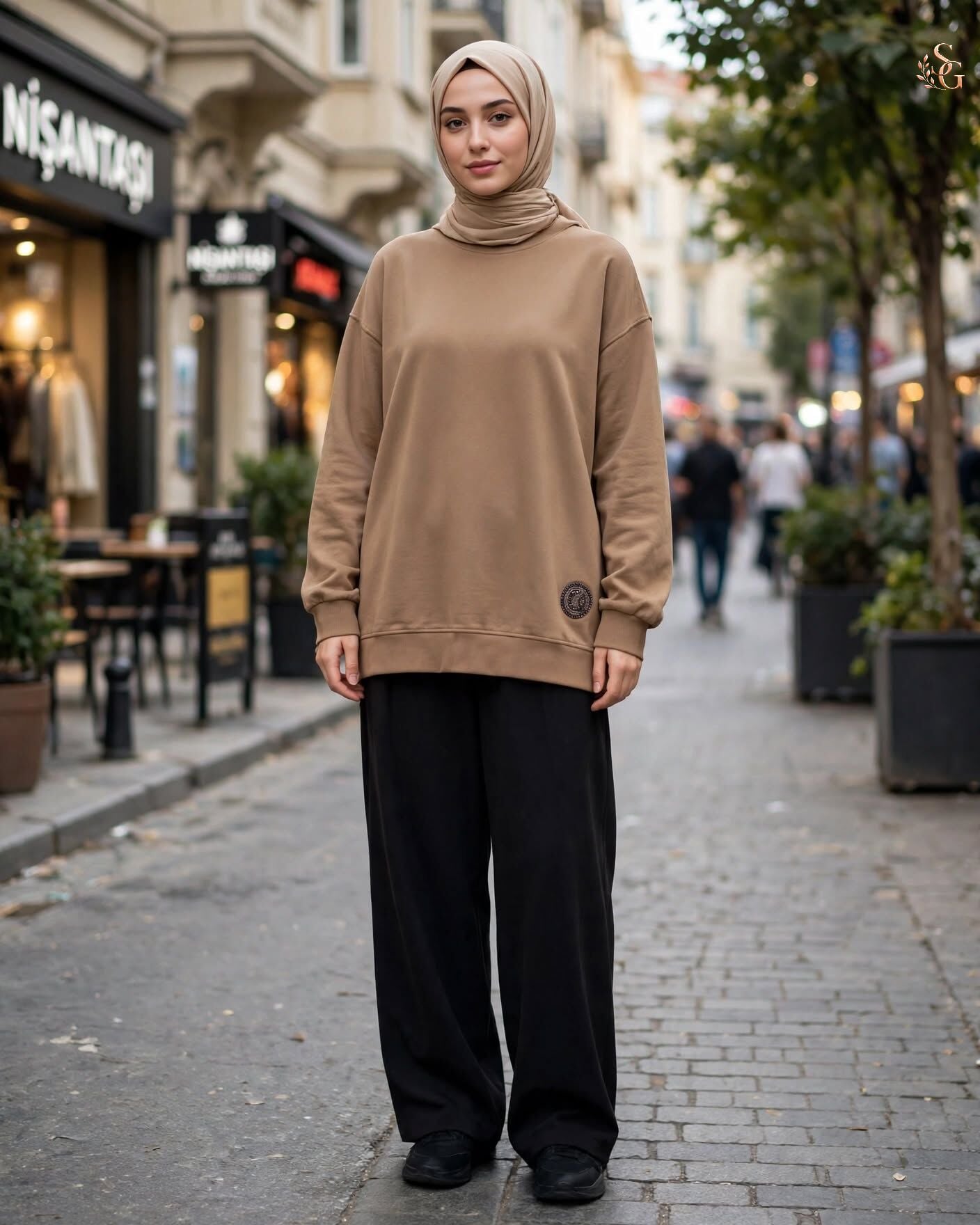 Logo Detaylı Uzun Kollu Luna Sweatshirt - Camel - 26K172