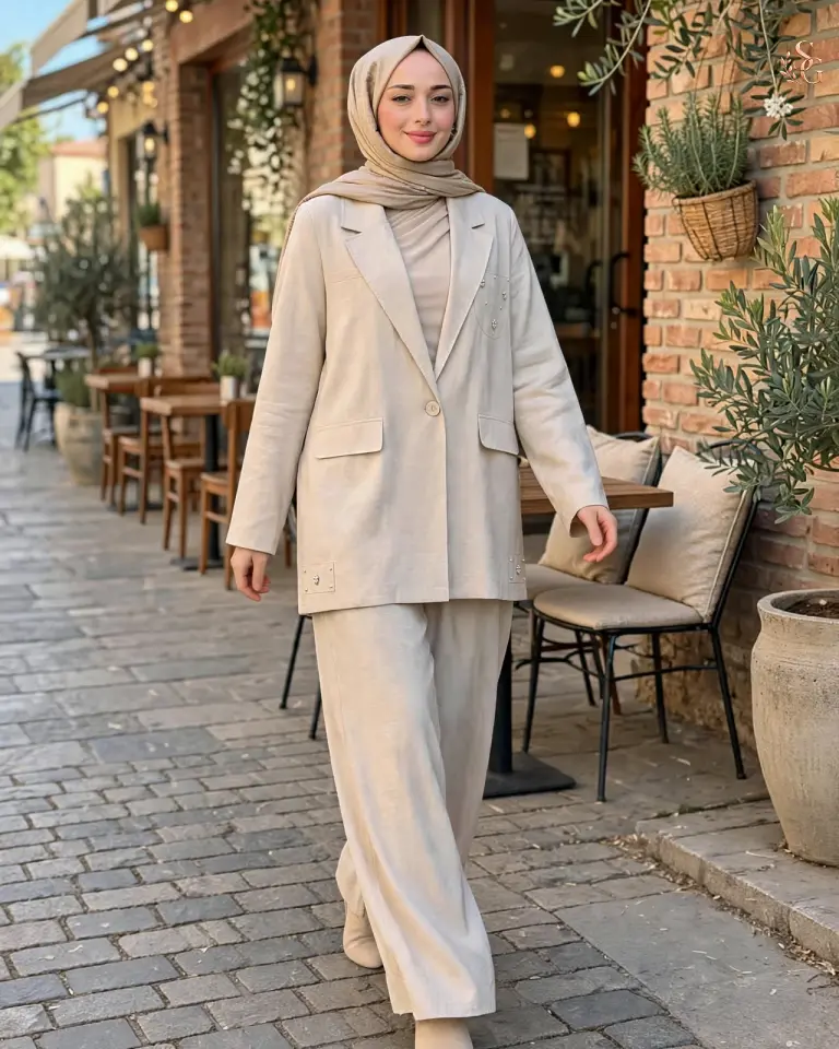 26Y835 Cebi Taş İşlemeli Kraşlı Dubai Ceketli Takım Taş