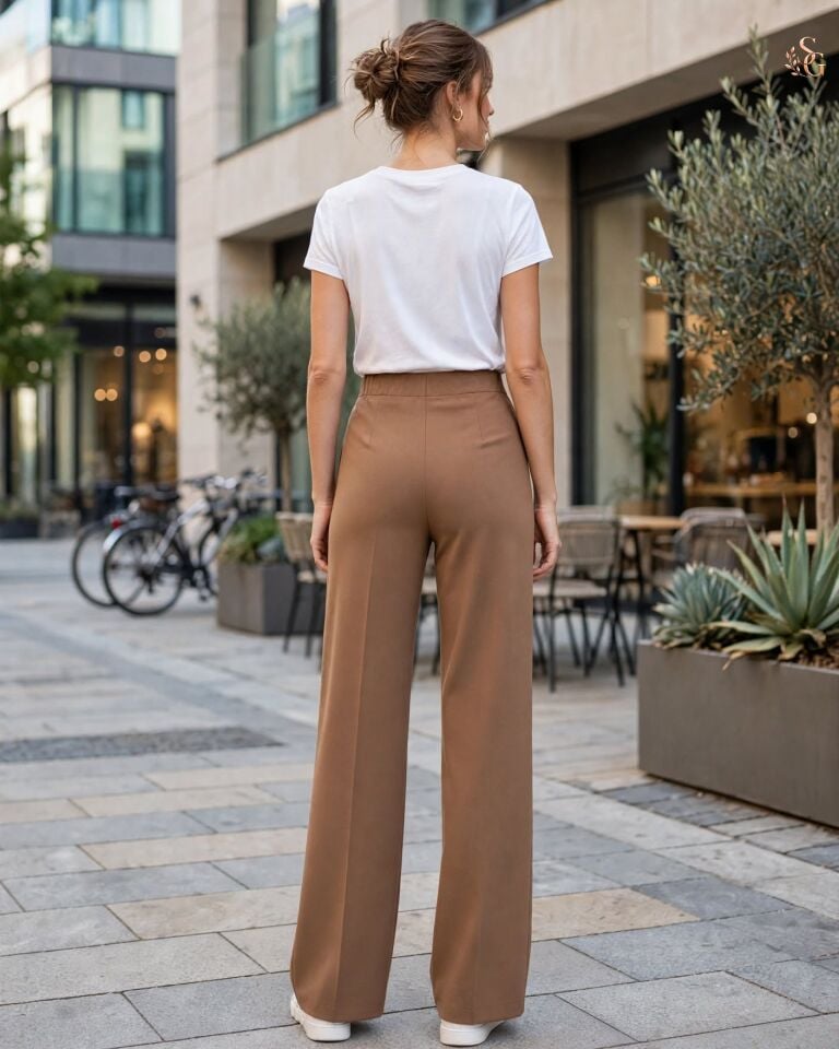 Ceremony W 6318 Nervürlü Kemersiz Çelik Pantolon Camel