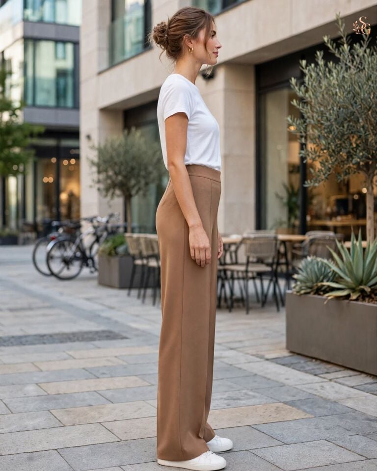 Ceremony W 6318 Nervürlü Kemersiz Çelik Pantolon Camel