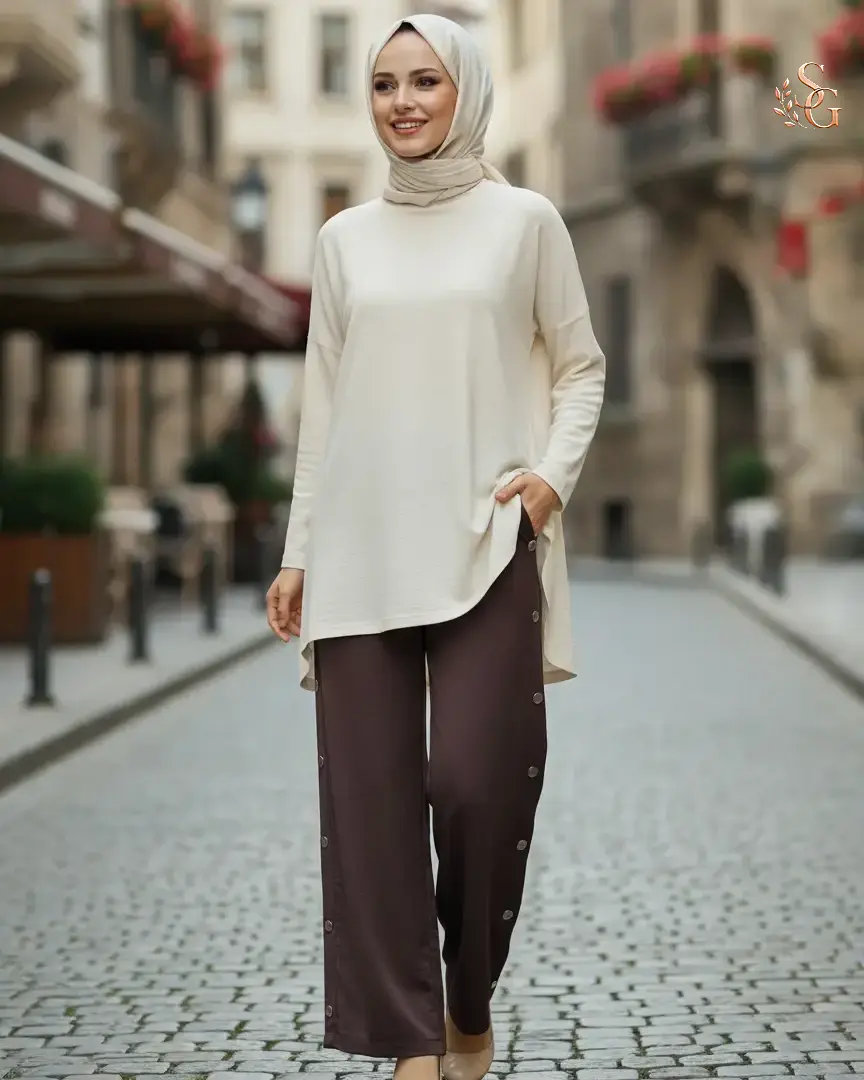 Saten Safir Bol paça Pantolon