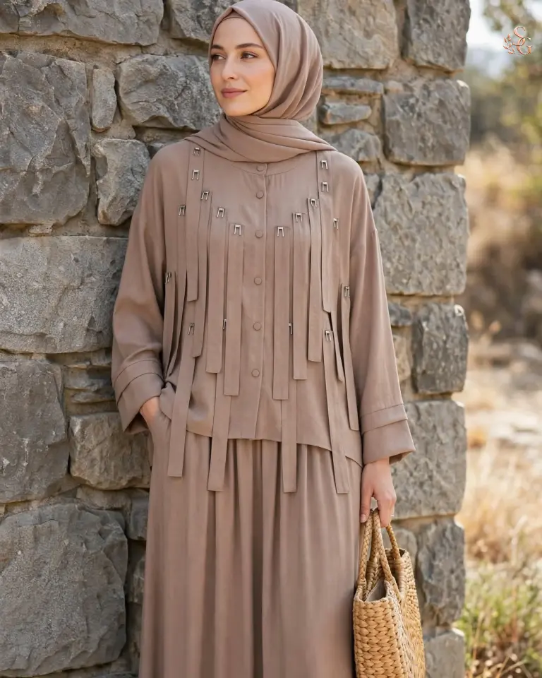 Ceremony 26Y934 Tencel Kumaş Etekli Takım 3 beden 44-46 - Vizon