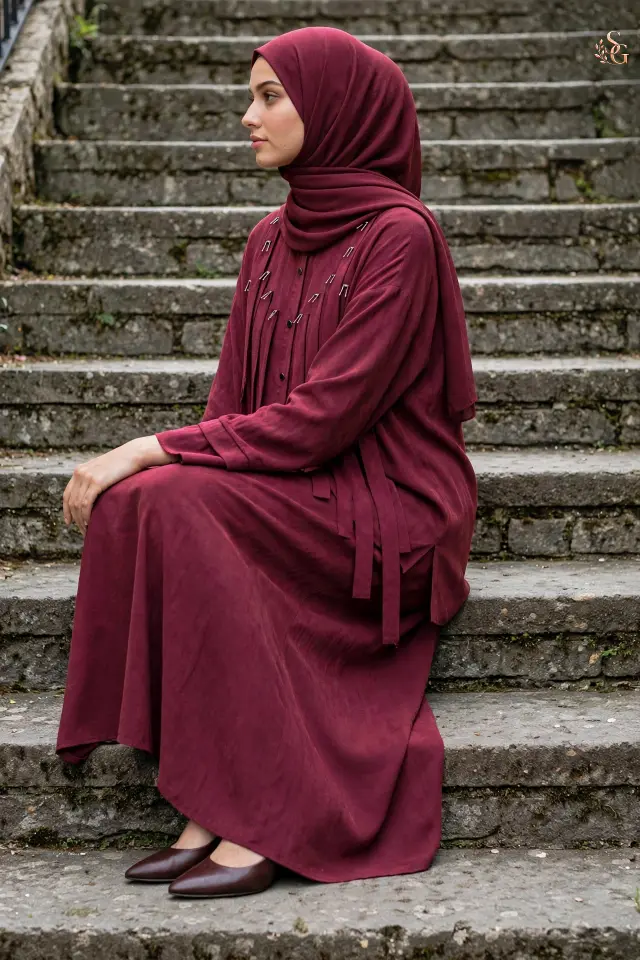 Ceremony 26Y934 Tencel Kumaş Etekli Takım 2 beden 42-44 - Bordo