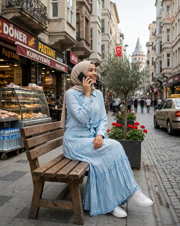 Önden Bağlamalı Nil Etekli Takım