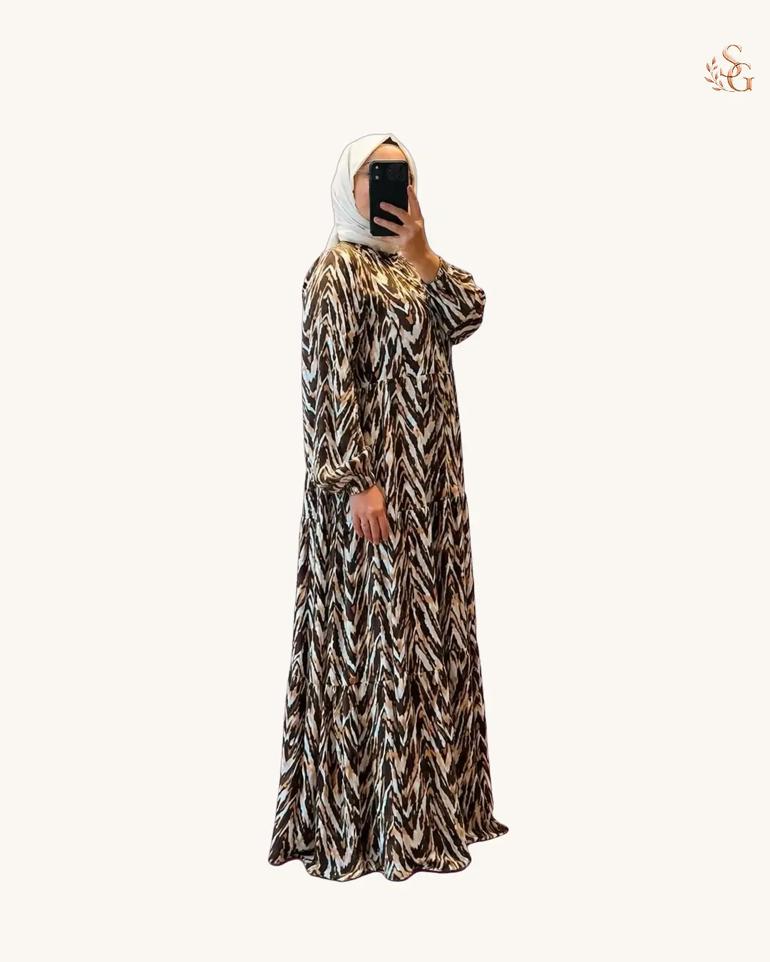 Pamuklu Viskon Elbise 1 beden 38-42 - Leopar